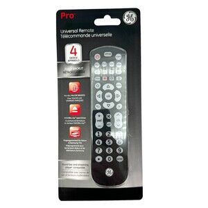 GE Pro Universal Remote Multi 4 -Device Backlit Major Brands TV Players Roku NOB
